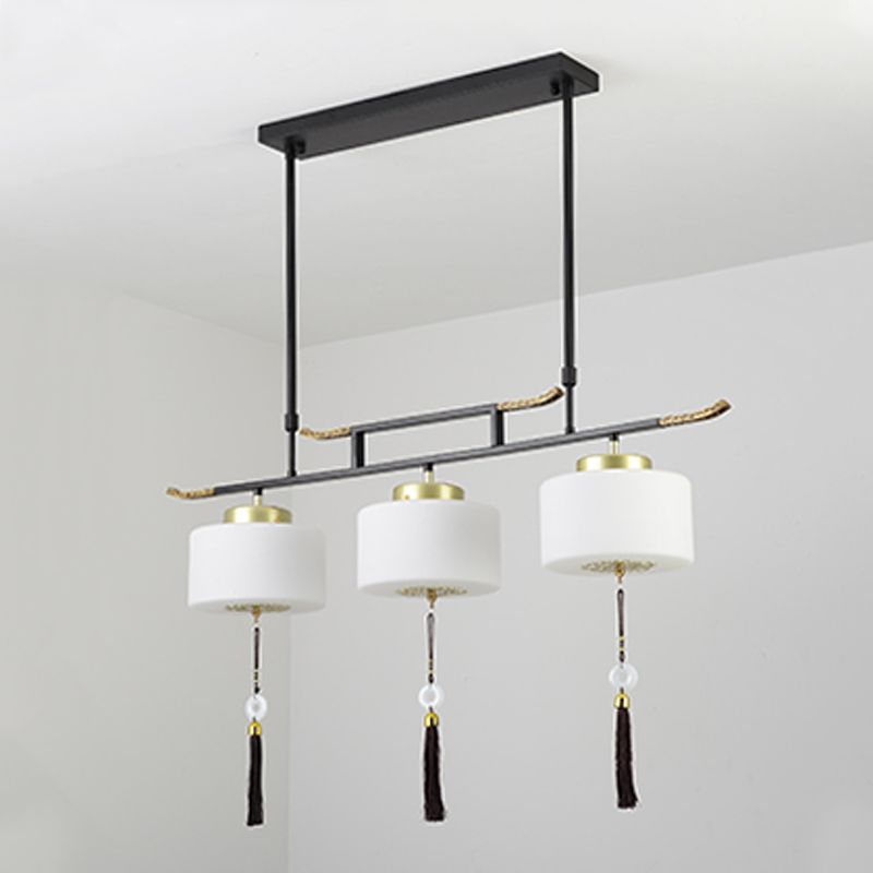 Modern Style Cylinder Shape Island Lights Metal 3 Light Island Lighting in Black