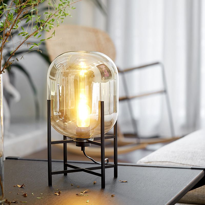 Ultramoderne eenvoud vat tafellamp glas nachtkastje lamp voor slaapkamer