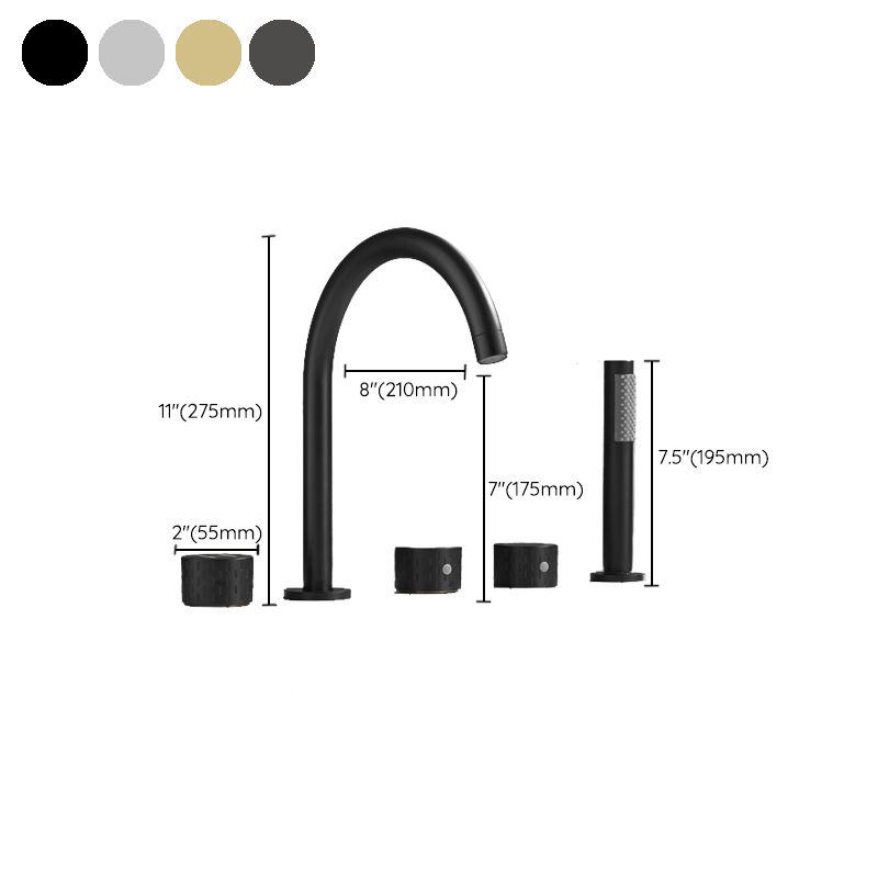 Traditional Deck Mounted Metal Tub Filler Three Handles Faucet