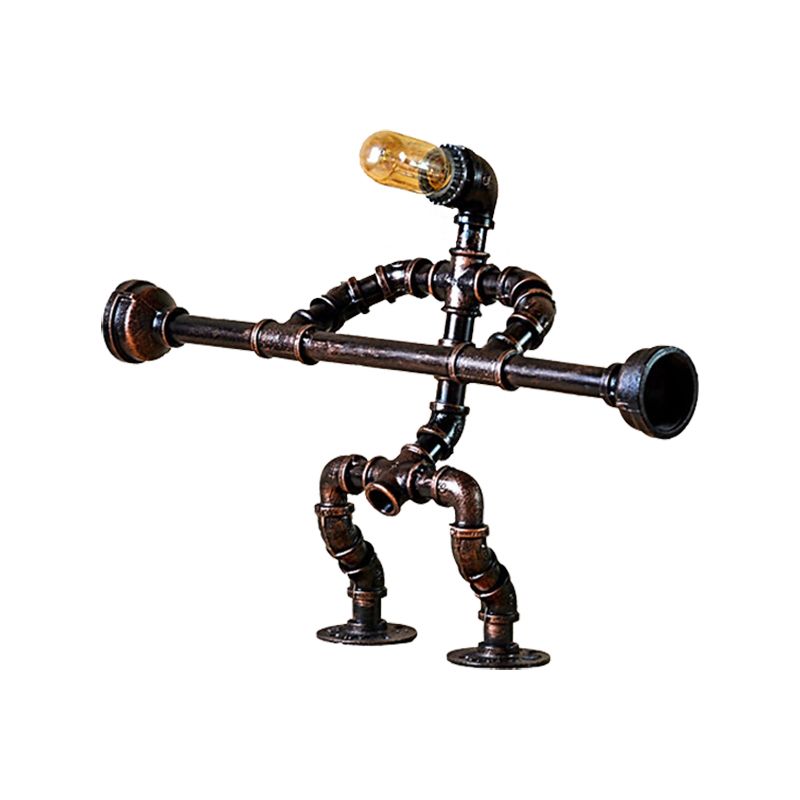 1 Bulb Iron Table Lamp Industrial Vintage Bronze Weight Lifter Design Restaurant Table Lighting with Pipe