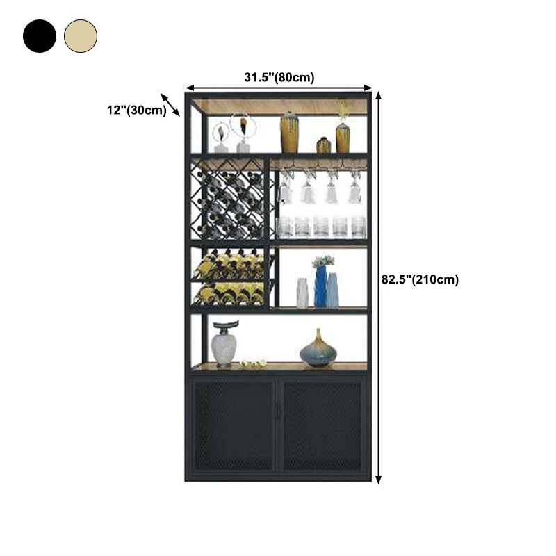 Iron Freestanding Wine Bottle & Glass Rack Modern Wine Rack with Shelf