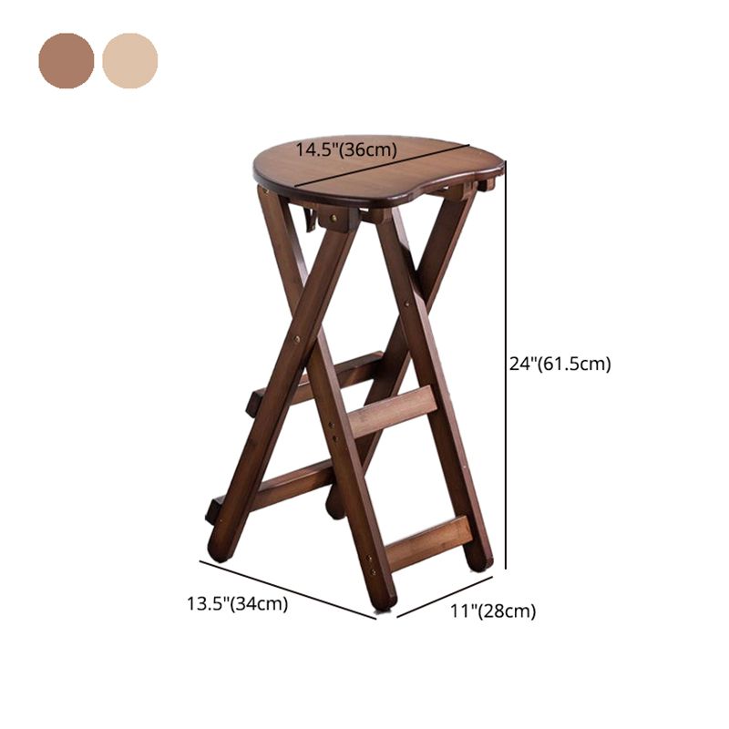 Taburete de bar de madera plegable sin brazos moderno para cocina con asiento de madera