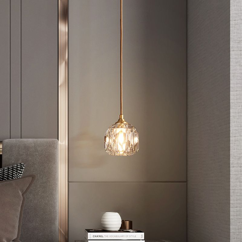 Crystal Single Pendant Lighting Globe Modern plafond Light pour le salon