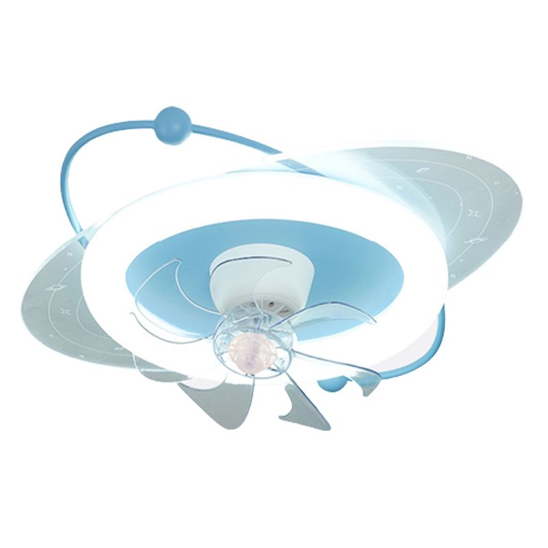 7-Blade Ceiling Fan Children Metallic Pink/Blue Fan with Light for Room