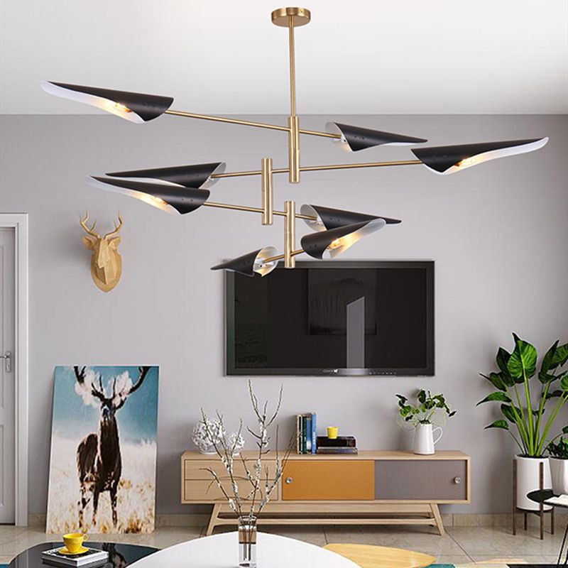 Luci sospese postmoderne Multi lampadario in metallo per la camera da letto del soggiorno