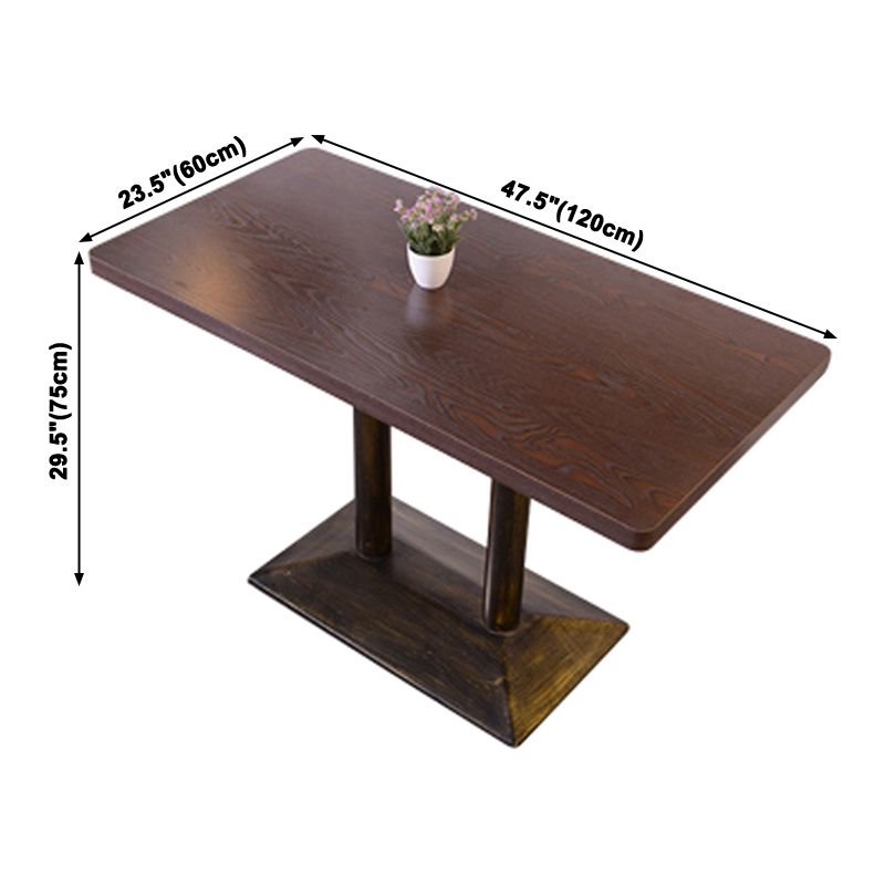 Industrial Wooden Dinner Room Kitchen Table Brown Table with Metal Base for Dining Room