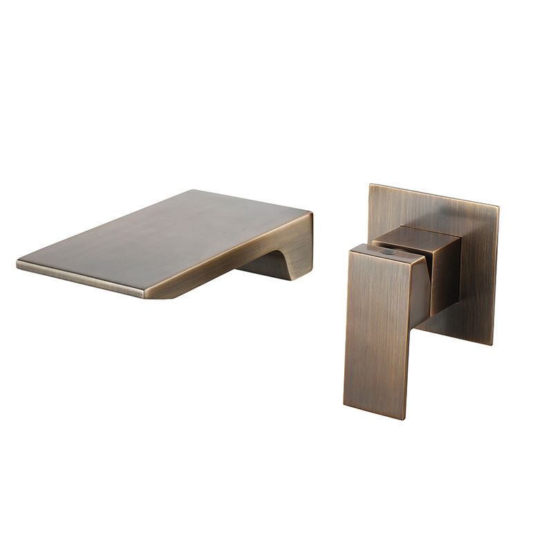 Modern Wall Mounted Bathroom Faucet Copper Single Handle Low Arc Vessel Faucet