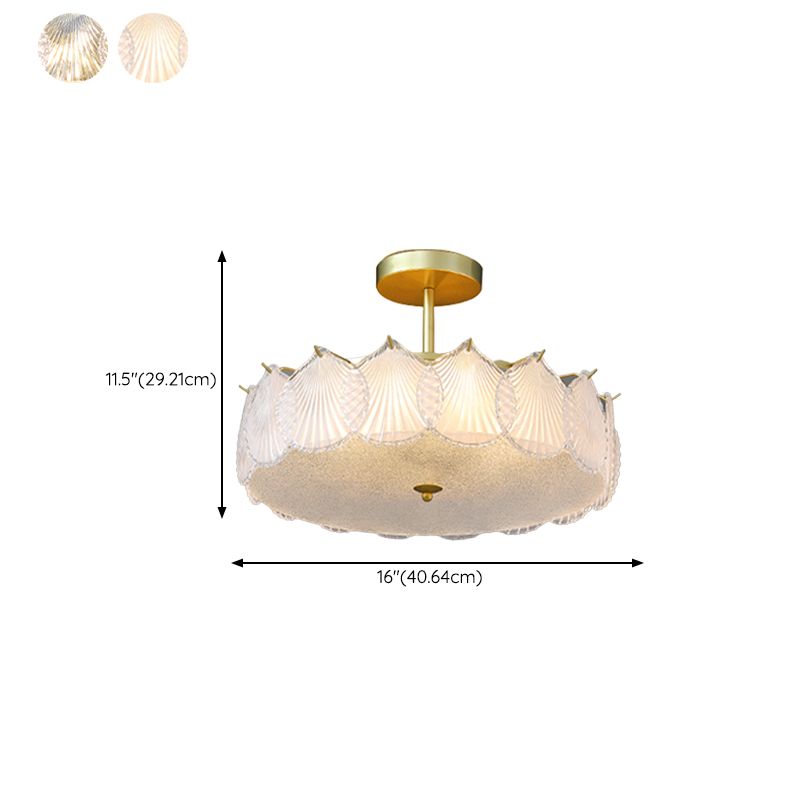 Modern Metal Flush Mount Shell Shape Ceiling Light with Glass Shade for Living Room