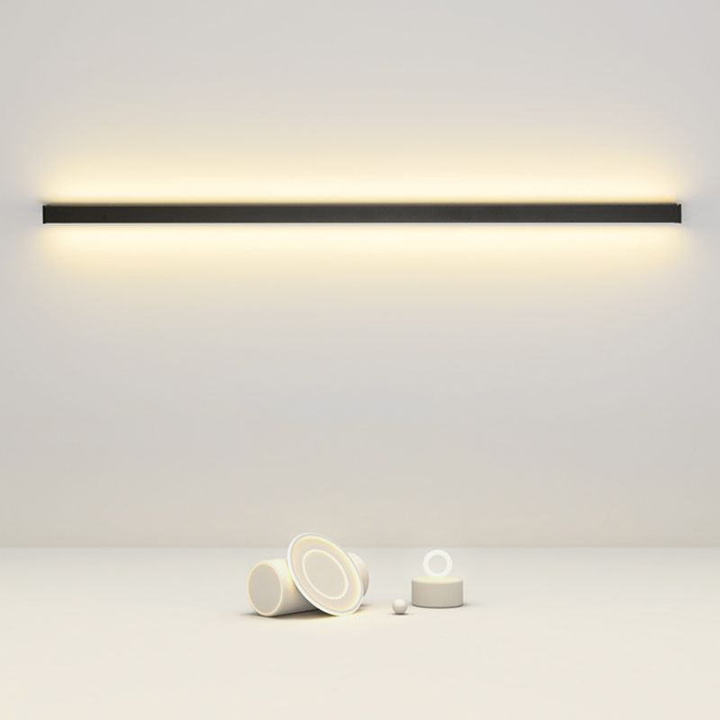 Linear Shape Metal Wall Lighting Modern Style 1-Light Wall Mounted Light in Black