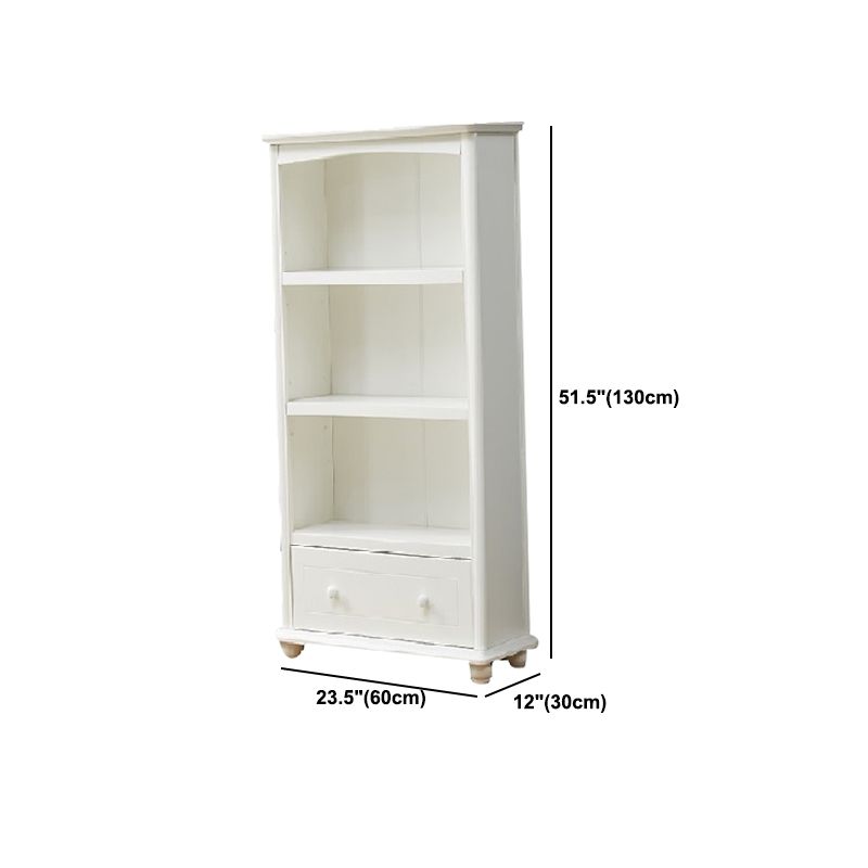 Modern Solid Wood Bookcase, White, Geometric Bookshelf for Bedroom