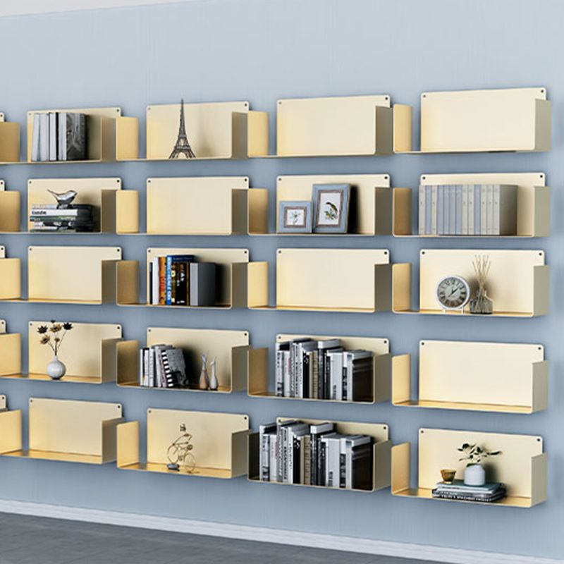 Contemporary Metal Bookshelf Floating Closed Back Bookcase with Shelves