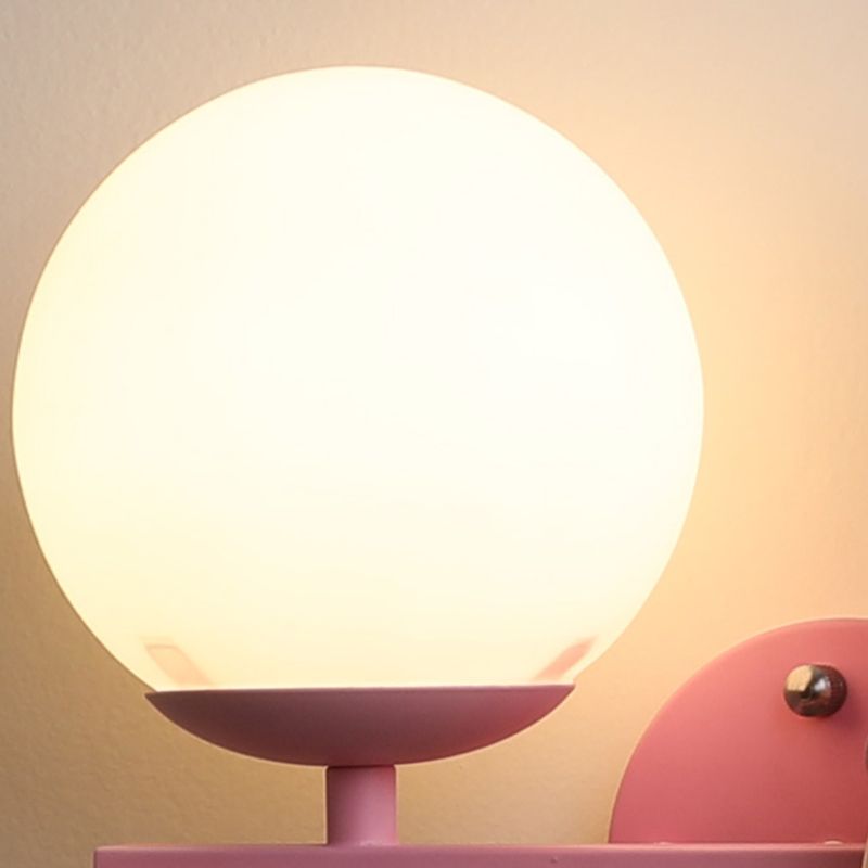 Modern Metal Wall Sconce Ball Shape Wall Light with Glass Shade for Bedroom