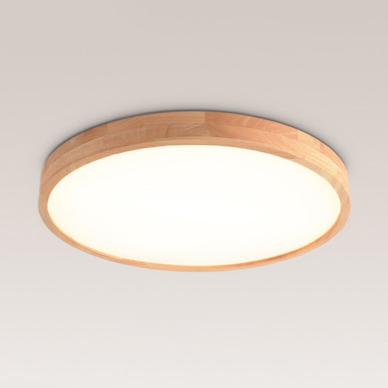 Moderno LED de montaje de luz de montaje de color beige Iluminación de montaje de color beige con sombra de madera