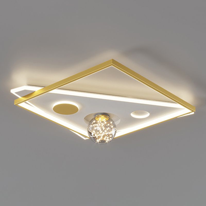 Simplicity Lighting Fixture Gypsophila LED Flush Mounted Ceiling Lights with Glass Shade