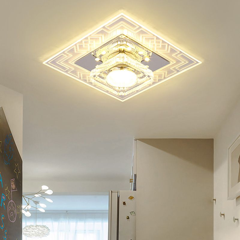 Modern Style LED Crystal Ceiling Light Flush Mount Ceiling Light with Hole 2-4'' Dia