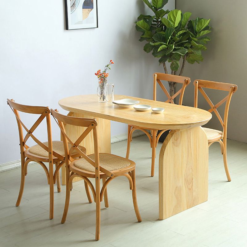 Oval Dining Table Solid Wood Contemporary Style Table for Home Kitchen