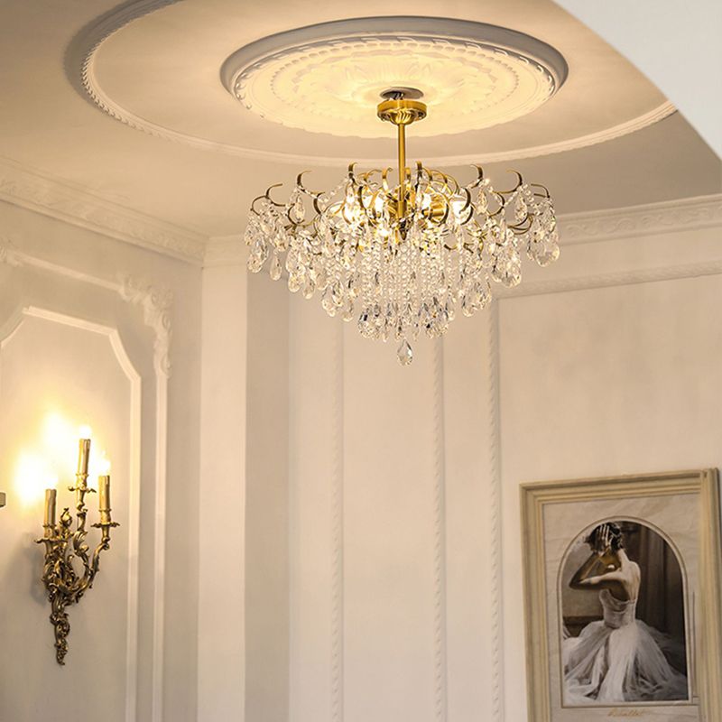 Traditional Crystal Chandelier Multi-Lights Bedroom Pendant Lamp (Without Hanging Chains)