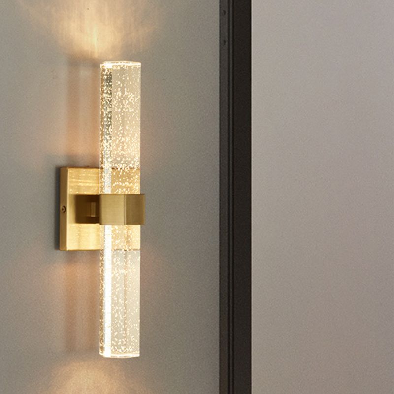 Lineare 2 Leichter Wandleuchten moderner Kristallwandmontageleuchte in Gold