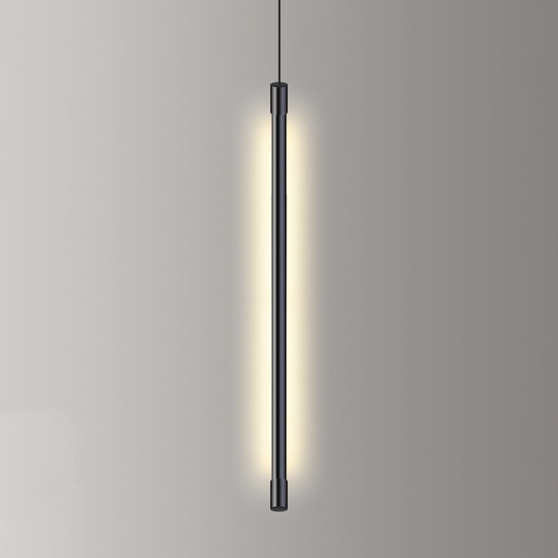 Lustre cylindrique lustre suspendu luminaire moderne de suspension extérieure moderne en finition noire