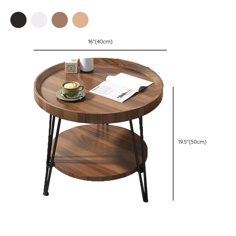 Open Shelf Tray Top Coffee Table Wood Round Coffee Table Minimalist