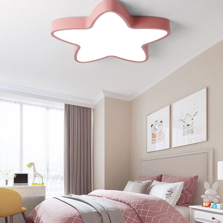 Plafonnier LED en forme d'étoile Macaron nordique en fer forgé pour chambre d'enfant