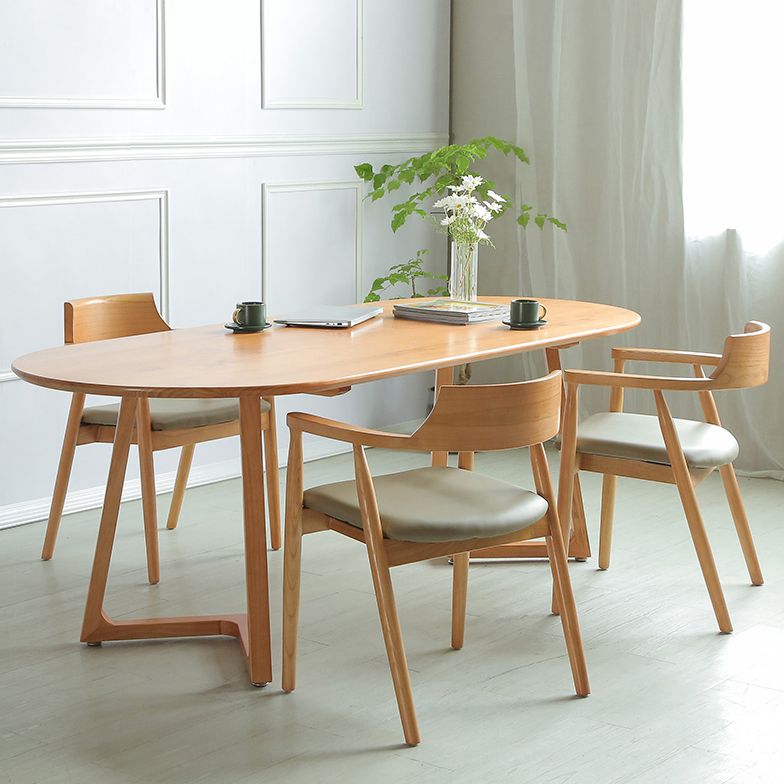 Oval Shape Meeting Table Simplicity Solid Wood Writing Desk for Home Office