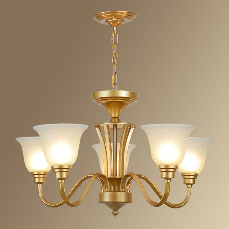 Rustikale glockenförmige Suspension lichtcreme Glas Kronleuchter Beleuchtung für Esszimmer