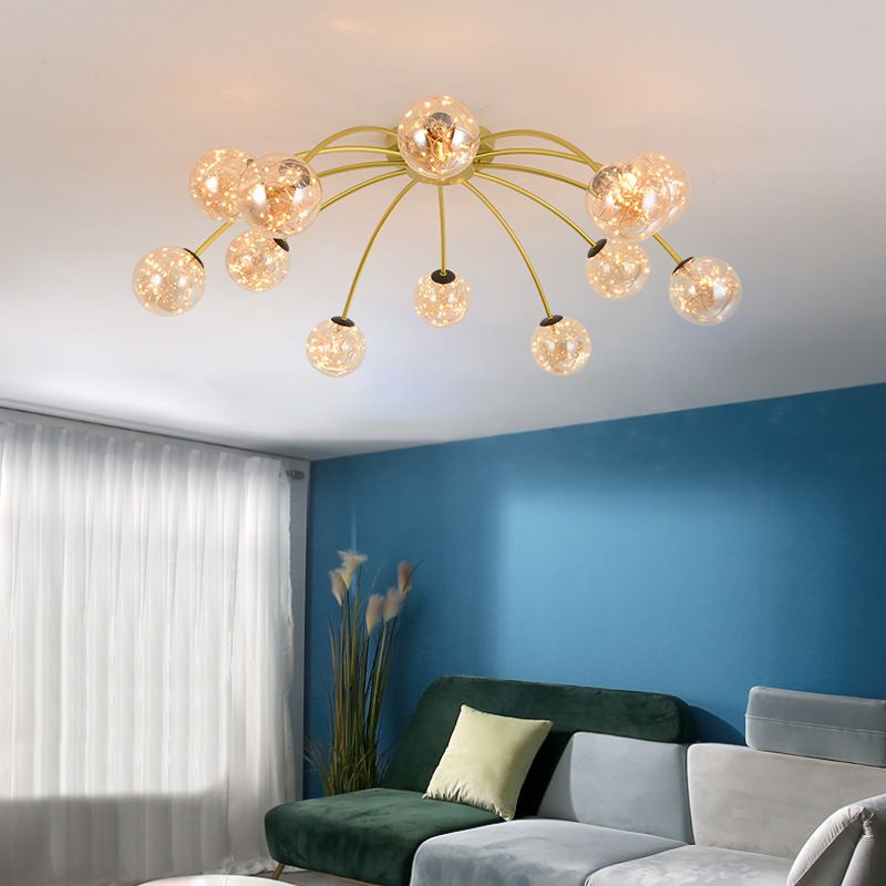 Lámpara de techo redondo de vidrio lámpara de montaje semi rasciquete led simple