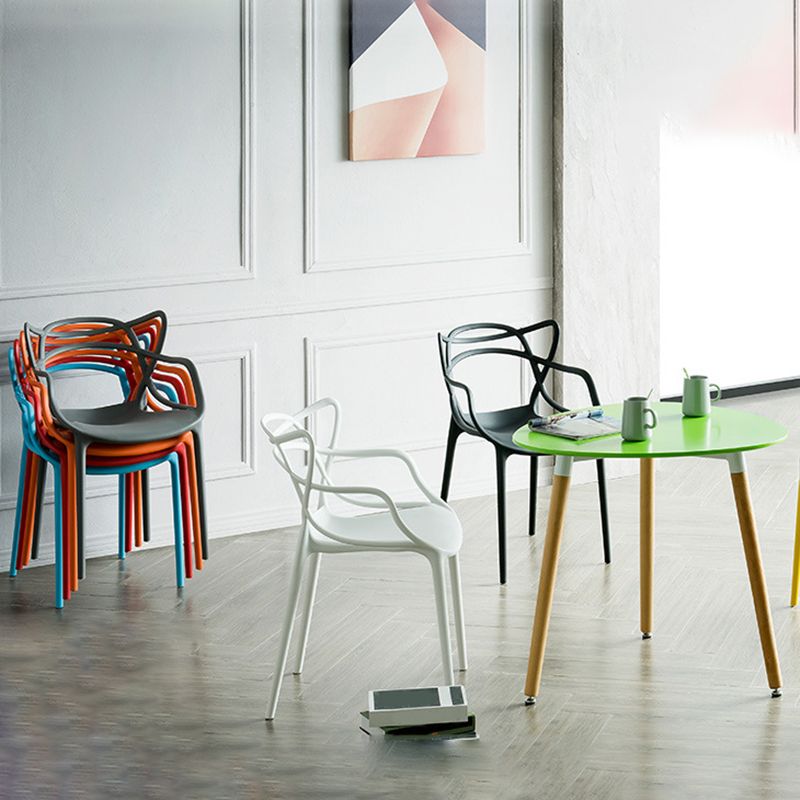 Open Back Dining Arm Chair Modern Indoor-Outdoor Plastic Chair