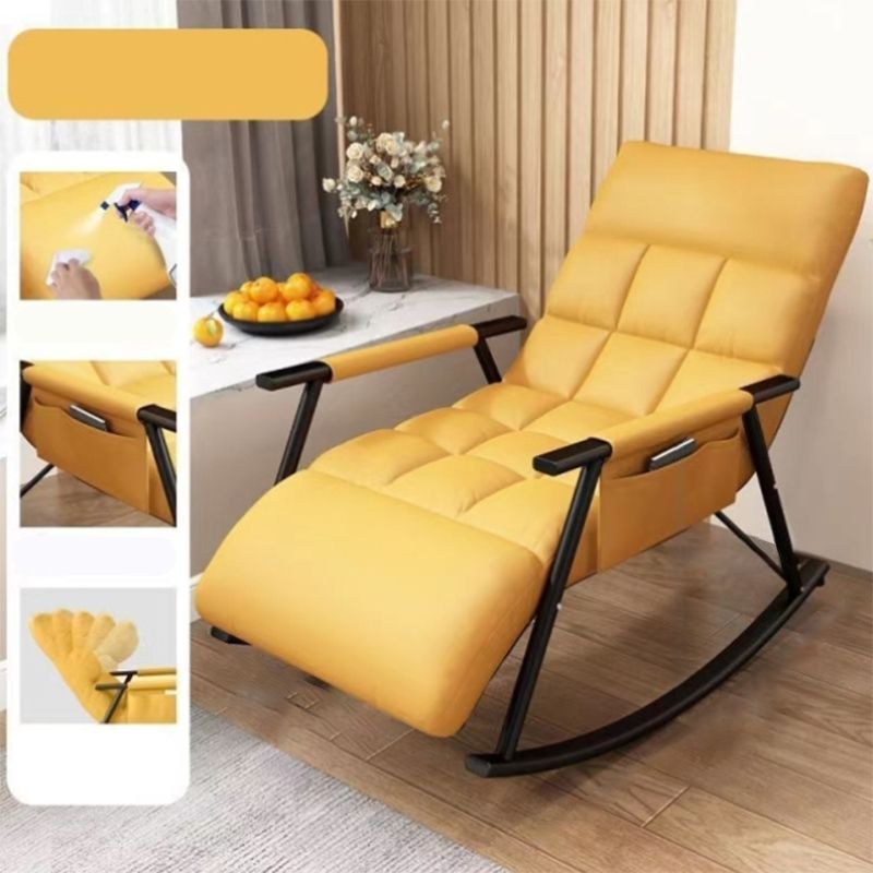 Creative Tufted Recliner Chair Solid Color Faux Leather Rocker Chair