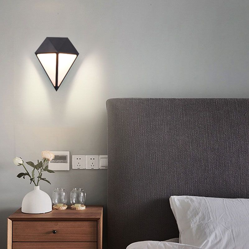 Aluminum Diamond Wall Sconce Light Minimalist Black LED Wall Mount Lighting for Outdoor