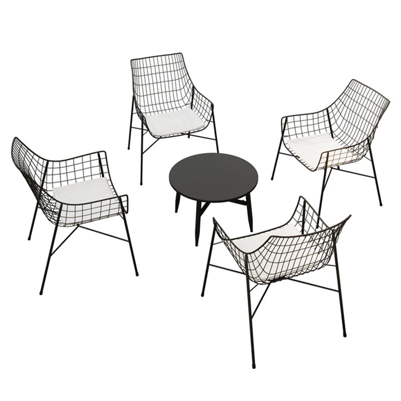 Boho Iron Circular Dining Table 1/3/4/5 Pcs Patio Dining Set