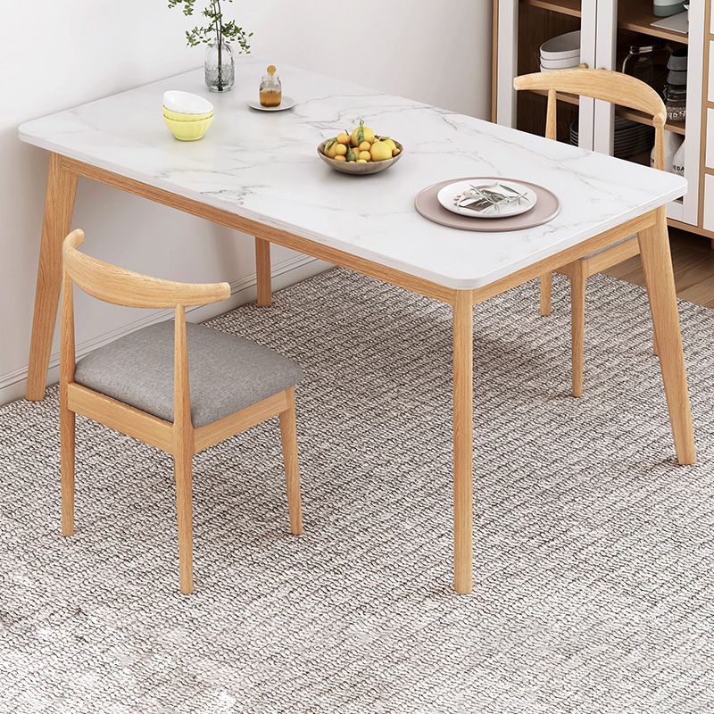 Minimalist Standard Kitchen Dining Set MDF Rectangle Shape Dining Set with 4 Legs Base