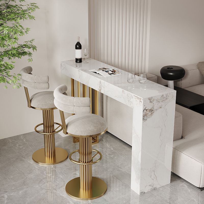 1/2/3 Pieces Glam Rectangle Sintered Stone Bar Table with High Stools