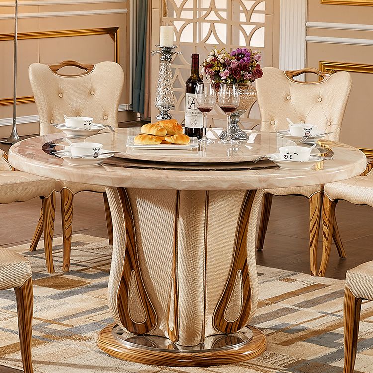 Faux Marble Dining Table Round Pedestal Dinner Table for Dining Room