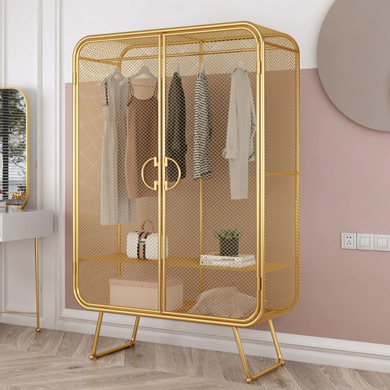 Nordic Iron Grid Wardrobe Long Hanging Storage Metal Storage Cabinet