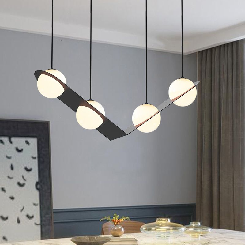 Modern Island Light Round Glass Shade Chandelier Light Fixture for Dining Room