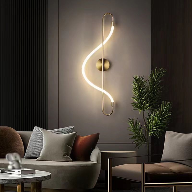 Linear Shape Metal Wall Light Modern Style 1-Light Wall Mount Lighting in Gold
