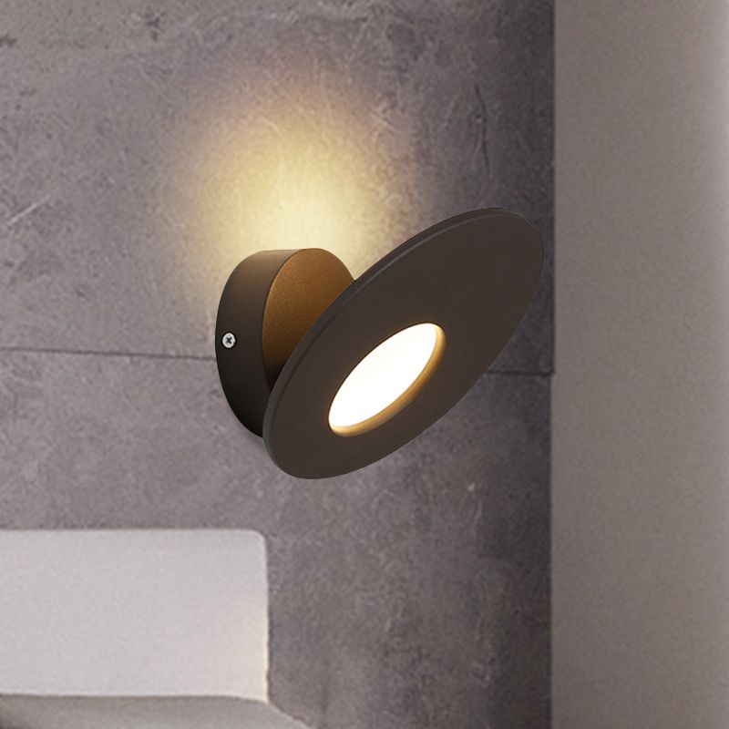 Stile semplicistico Round Acrilic Sconce Sconce Lampada montata a parete integrata in bianco/nero per camera da letto