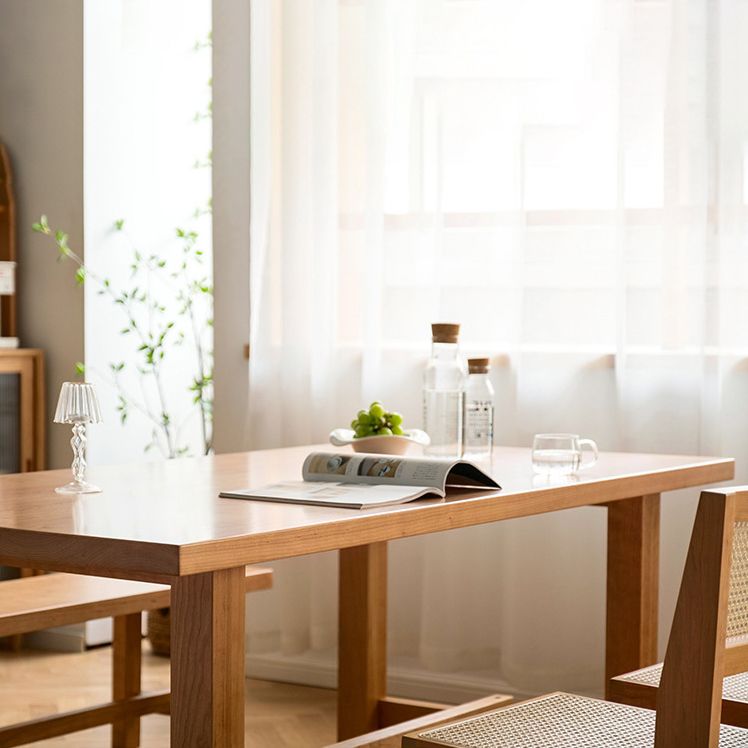 Mesa de comedor de madera de pino mesa rectángulo moderna con base de caballete