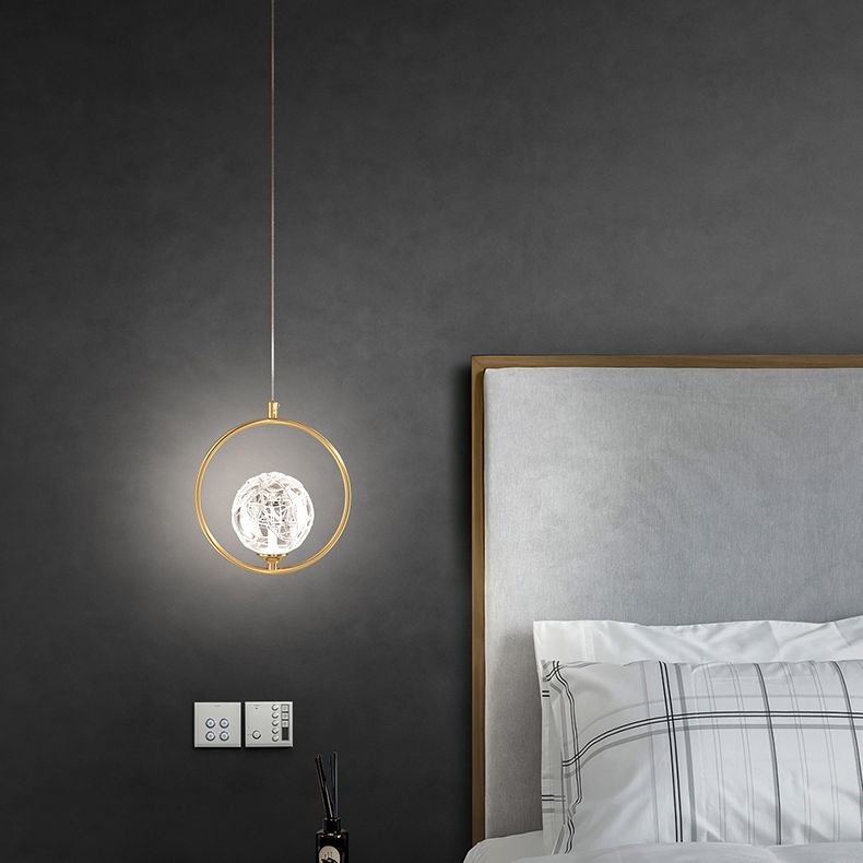 Strukturierte Kristallglaskugel Anhänger Einfachheit 1 Kopfpendel Licht für Schlafzimmer
