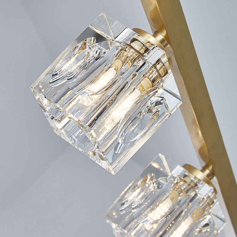 Linear Pendant Lighting Modern Island Lights Crystal Metal 4 Light Island Ceiling Light in Gold