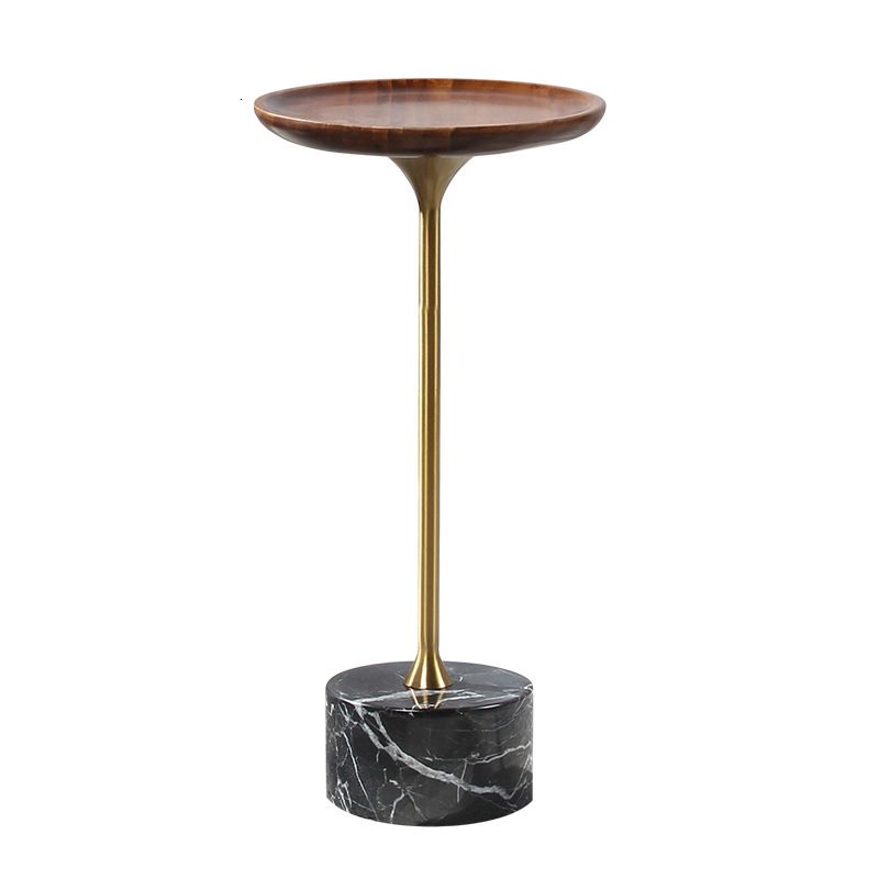 23.6"/27.5" Tall Marble Pedestal Side Table Wood Round Side End Table
