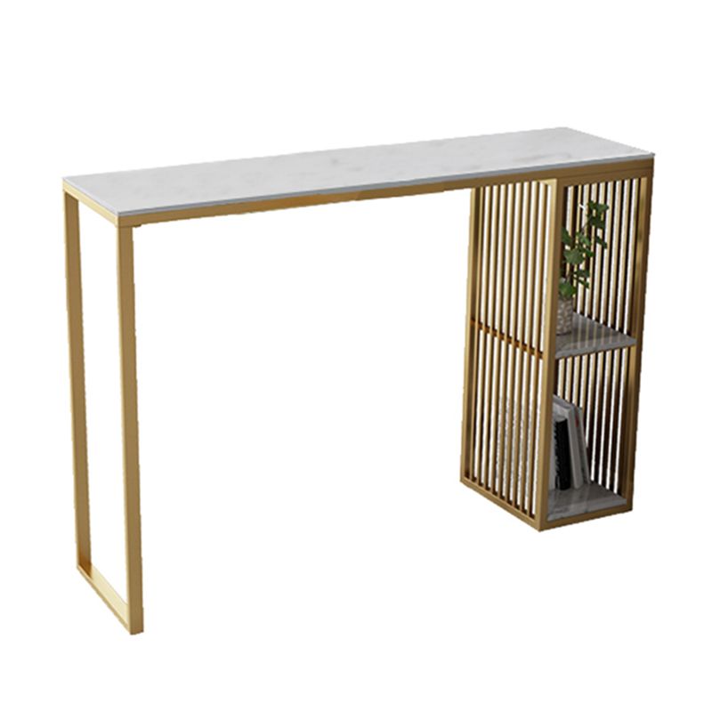 Modern Rectangle Bar Table Set 1/3 Pcs Black and Gold Metal Frame Bar Table and Stools