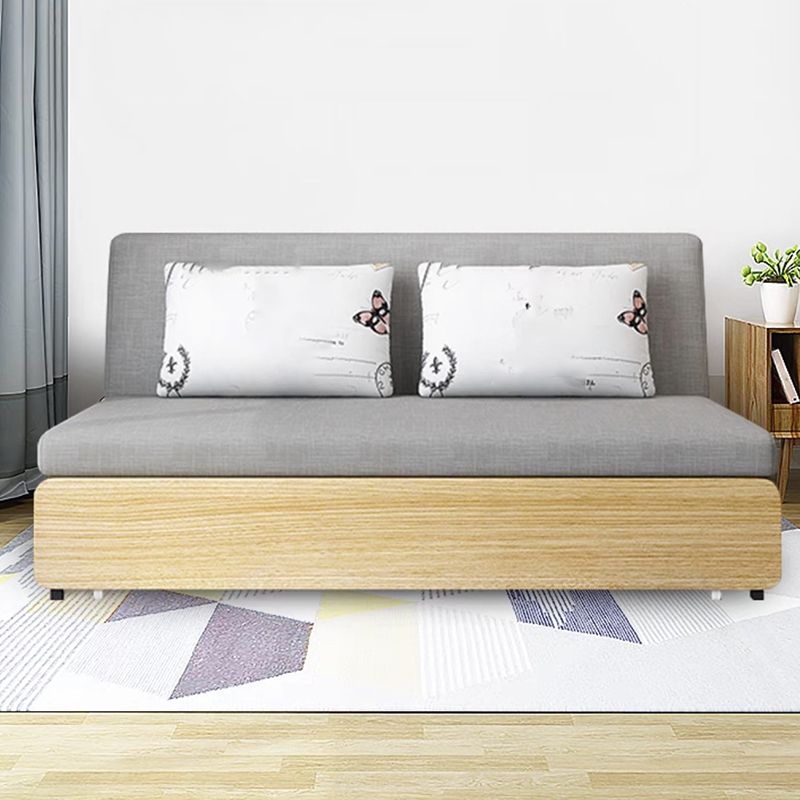 Modern and Contemporary Wood Fabric Mattress Upholstered No Theme Bed