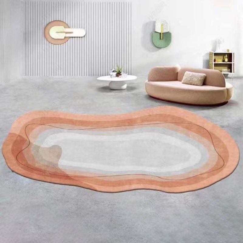 Casual Contrast Color Rug Polyester Orange Rug Washable Rug for Living Room