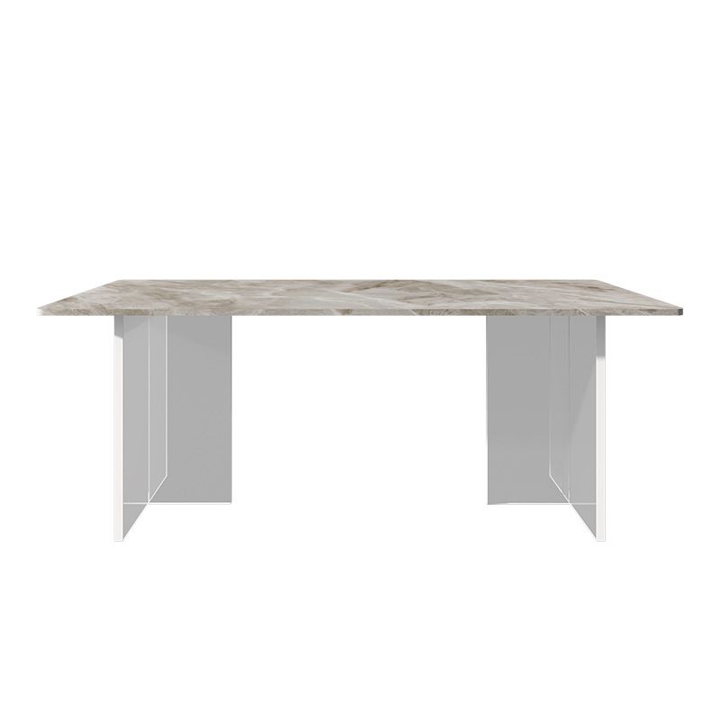 Stone Top Table Traditional Luxury Dining Table with Double Pedestal Base