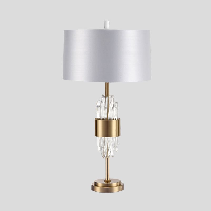 1 Glühbirnen Esszimmer Schreibtisch Lampe Modernes weißes Tischlicht mit zylindrischem Stofffarbe