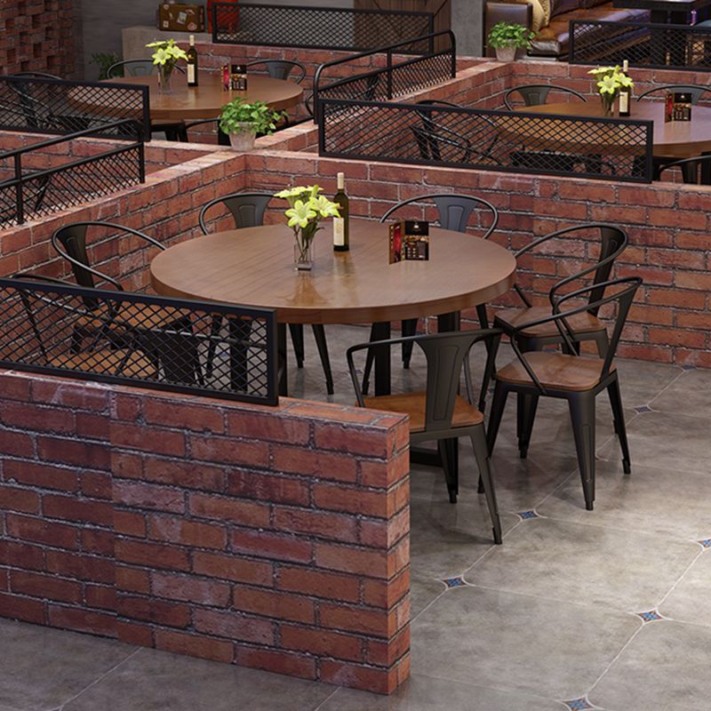 Round Dining Set 1/2/9 Pcs Solid Wood Dining Table with Metal Chairs