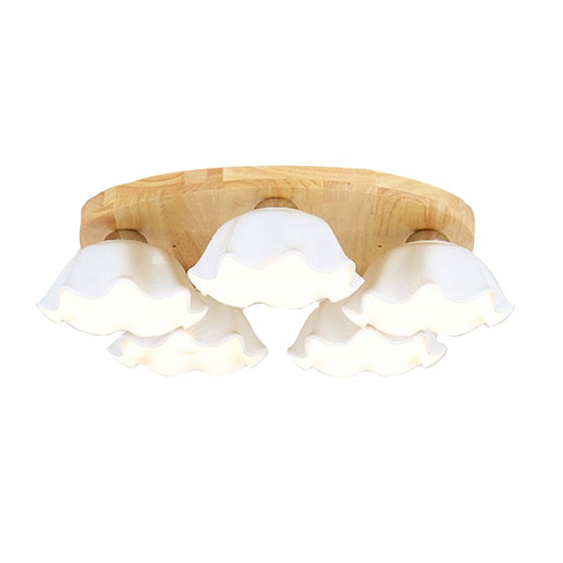 Ripples Shape Flush Mount Modern Style Ceramic 3/5/ Lights Flush Ceiling Light in White